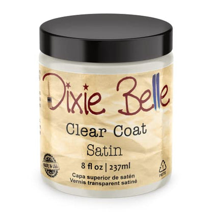 Dixie Belle Paint Company - Clear Coat Satin (8oz) - Polyacrylic Topcoat | Satin Finish Polyacrylic Topcoat - Chalk-Friendly Furniture Paint Finish - color: Satin, size: 8 Fl Oz (Pack of 1)