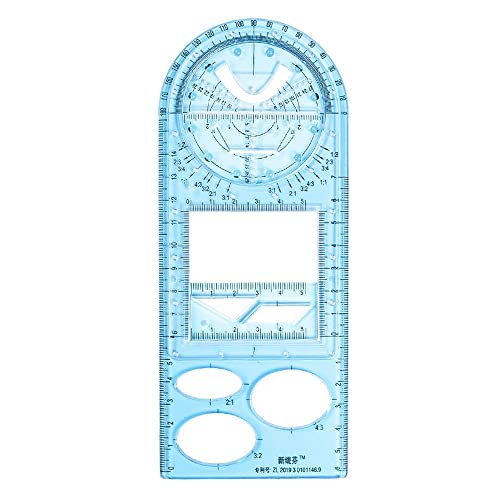 1PCS Multifunctional Geometric Ruler Geometric Drawing Template Measuring Tool Plastic Draft Rulers Students for School Office Supplies