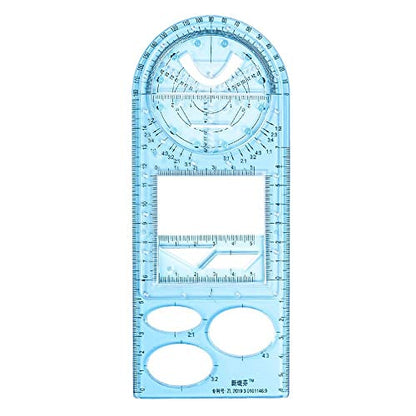 1PCS Multifunctional Geometric Ruler Geometric Drawing Template Measuring Tool Plastic Draft Rulers Students for School Office Supplies