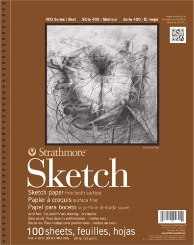 Strathmore 400 Series Sketch Pad, 9x12 inch, 100 Sheets - Artist Sketchbook for Drawing, Illustration, Art Class Students - size: 9x12, style: 100 Sheets