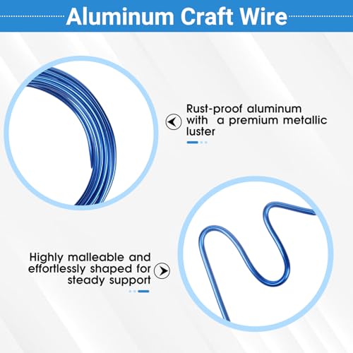 2 Rolls Aluminum Craft Wire, 9 Gauge (3mm) Flexible Metal Wire for Jewelry Making, 32.8 Ft (16.4 Ft/Roll) Bendable Armature Wire for Bonsai, Sculpting and DIY Crafts [Royal Blue] - size: 9Gauge 16.4Ft Each, style: Royal Blue