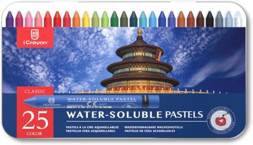 25 Colors Water-Soluble Pastel Crayons Set, Multi-Technique Art Kit with Brush & Palette, Versatile for Watercolor, Oil Pastel & Ink Effects, Easy Blending for Beginners, Sketching & Creative Drawing - size: 25 Count (Pack of 1)
