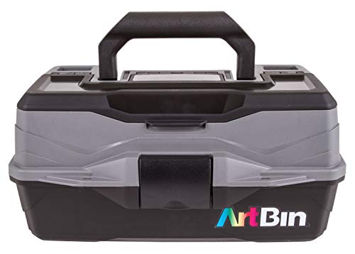 ArtBin 6891AG 1-Tray Art Supply Box, Portable Art & Craft Organizer with Lift-Up Tray, [1] Plastic Storage Case, Gray/Black - style: One Tray