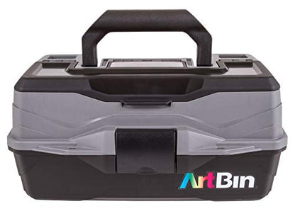 ArtBin 6891AG 1-Tray Art Supply Box, Portable Art & Craft Organizer with Lift-Up Tray, [1] Plastic Storage Case, Gray/Black - style: One Tray