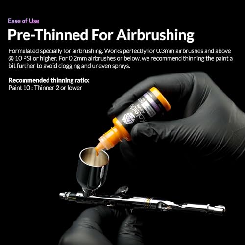 Gaahleri Kaleido Water-Based Airbrush Paint Kit 24 Primary Color Set | Pre-Thinned, High Gloss, Fast-Drying, with Thinner & Cleaner - color: 24 Primary Colors Set