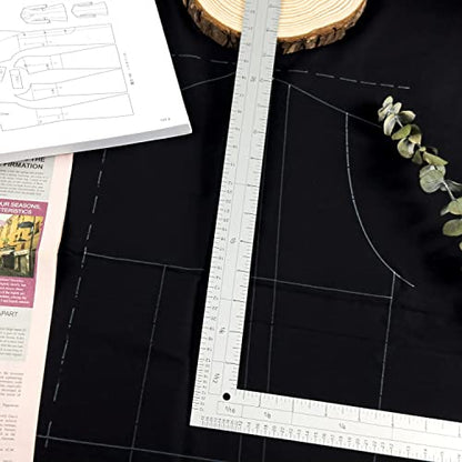 KEARING 24"x14" L-Square Ruler - Aluminum Multi-Scale French Curve Sewing - style: 5124A(24")