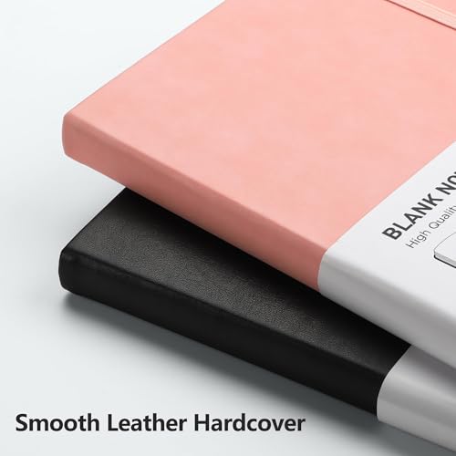 RETTACY Blank Journal Notebook, 192 Pages per Pack, A5 Size (5.7'' x 8.3'') - color: Black & Pink