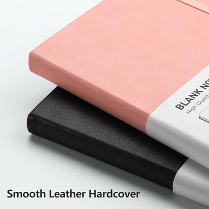 RETTACY Blank Journal Notebook, 192 Pages per Pack, A5 Size (5.7'' x 8.3'') - color: Black & Pink