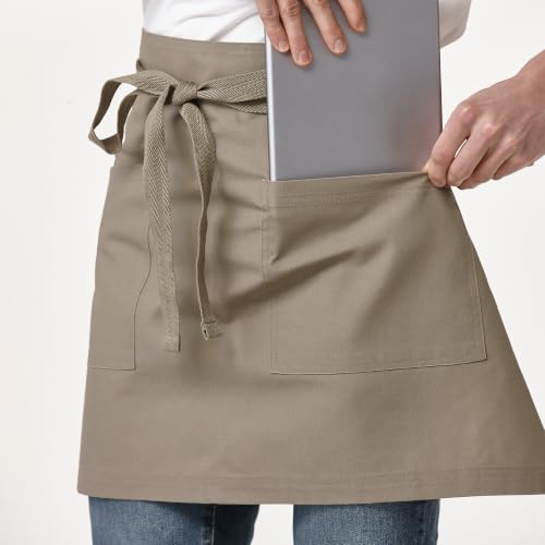 Waist Apron for Men Server Bistro Half 4251BY - color: Dark Khaki, size: 1 Pack
