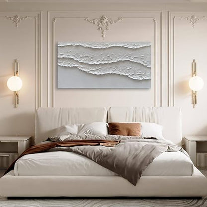 NANKAI Art White Waves Abstract Oil on Canvas Home Wall Deco Art 24x48 inch Minimalist Art Oil Painting - color: Nkhb135