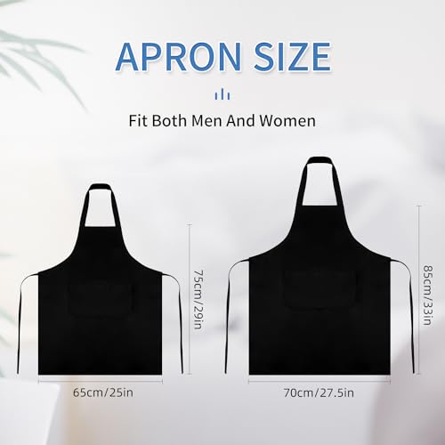 8/12/24 Pack Plain Bib Aprons Bulk, Black Commercial Apron with 2 Pockets, Unisex Apron for Adults Painting BBQ - color: 12 Pack