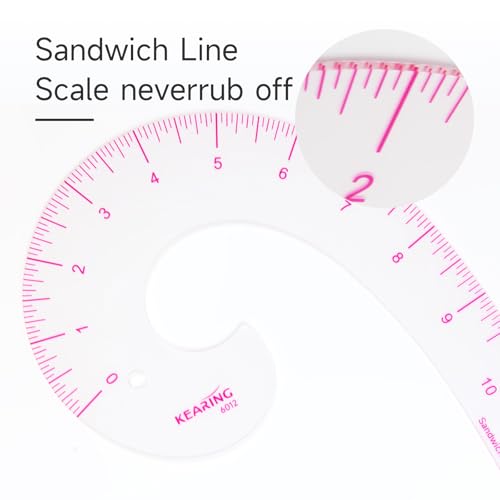 KEARING 12" Comma French Curve Ruler - Clear Plastic Sewing Pattern Making - style: 6012(12")