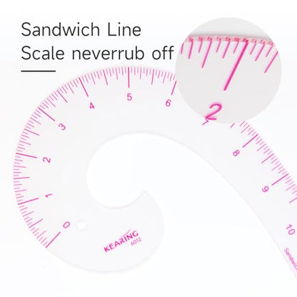 KEARING 12" Comma French Curve Ruler - Clear Plastic Sewing Pattern Making - style: 6012(12")