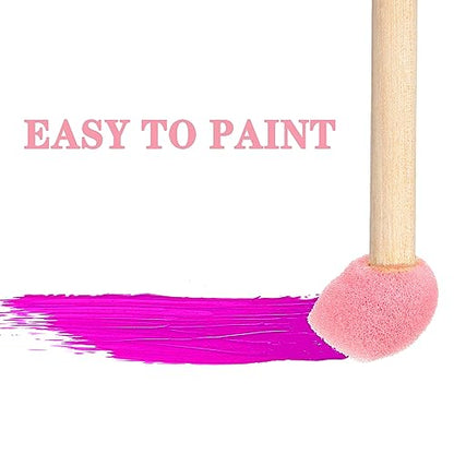 WHQXFDZ 40 Pieces 0.5 inch Round Sponge Foam Brush Set Paint Brush Wooden Handle Foam Brush Sponge Painting Tools for Painting Crafts(0.5inch) - size: 0.5inch