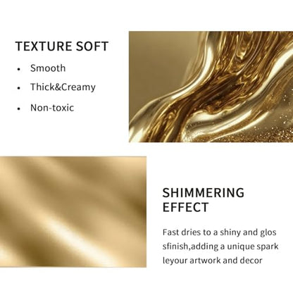 High Gloss Liquid Metallic Gold Acrylic Paint,Mirror-Like Shine for Crafts,20ml - color: Gold