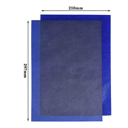 Yesallwas 100 Sheets Blue Carbon Paper for Tracing Paper Graphite Transfer Paper with Embossing Stylus Set, Idea for Wood/Paper/Canvas and Other Art Surfaces Tracing Copy(A4/8.3 x 11.5 Inches) - color: Blue