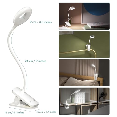 CUHIOY 2Pack Rechargeable Clip on Reading Light for Bed Headboard, White - color: White+White