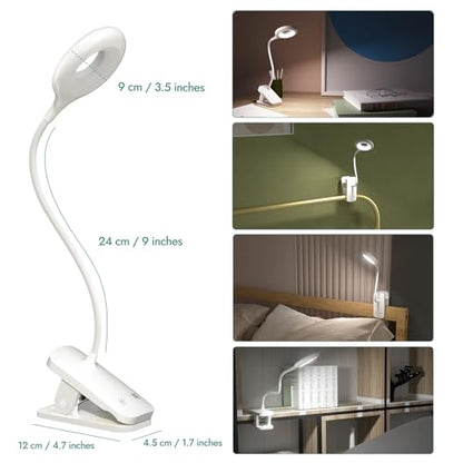 CUHIOY 2Pack Rechargeable Clip on Reading Light for Bed Headboard, White - color: White+White