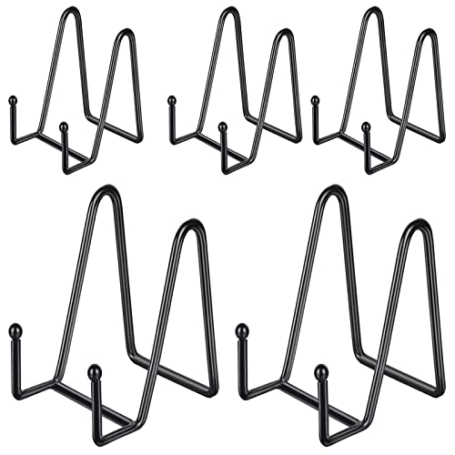 IBosins 5-Pack 4-Inch Plate Holder Display Stands Black Metal Frame Stand - color: Black, size: 4 Inch