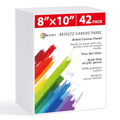 42 Pack Canvas Boards for Painting 8x10inch Canvas Panels for Kids | Blank - Gesso Primed Acid-Free 100% Cotton for Acrylics Oil Watercolor Tempera Paints - size: 8"x10"- 42pcs