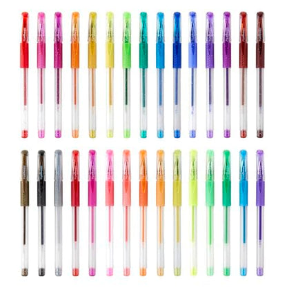 KINGART 400-30 Comfort Grip Gel Pens, Set of 30 Unique Glitter Colors - color: Glitter
