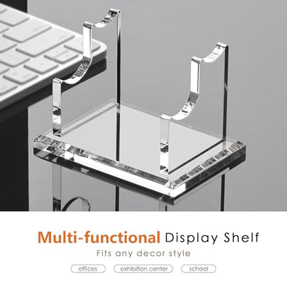 YUXUN Acrylic Pen Holder for Desk - Horizontal Double Pen Display Stand | Fountain Pen Display with 8mm Thick Base | Fountain Pen Rest, Apple Pencil Stand, Crystal-Clear Desk Organizer - size: Two Pen Holder