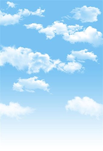 6x8ft Blue Sky and White Clouds Backdrop for Photography Vinyl Material | Clear Sky Photo Background Banner Airplane Theme Baby Newborn Birthday Cake Table Party Decorations Kid Portrait Studio Props - size: 6x8ft