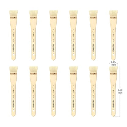 XDT#5249 Hake Paint Brush Set, 12Pcs Flat Goat Hair Wash Brushes (1.06") for Watercolor, Pottery Glaze, Acrylic, and Oil Painting - size: 12Pc Goat Hair(1.06 In)