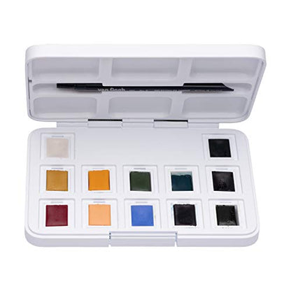 Van Gogh Watercolor Paint Set, Plastic Pocketbox, 12-Half Pan Muted Colors Selection - color: 12 Muted (Plastic Pocketbox), style: Half Pan