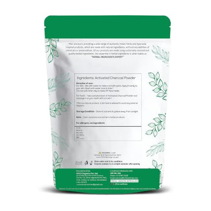 H&C Herbal Ingredients Expert Activated Charcoal Powder 227 gm / 0.5 lb |for Teeth Whitening & Face Mask | Supports Clear Skin by Removing Impurities & Excess Oil