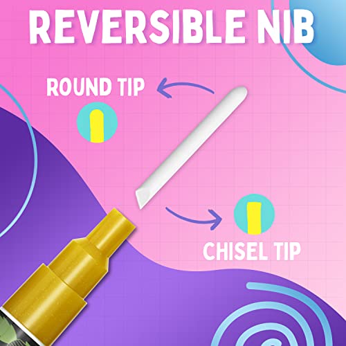 Metallic Liquid Chalk Markers Fine Tip (10 Pack) - 3mm Reversible Tip - size: Fine Tip - 3mm