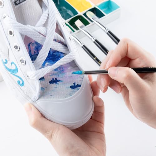 Transon Paint Brush Set 6pcs Art Painting Flexible Bristle for Acrylic Watercolor Gouache Oil Leather Canvas and Face Painting - size: size 2