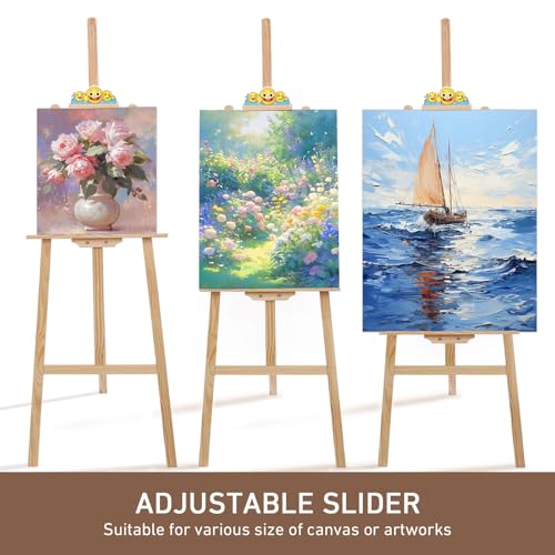Smiley Wooden Easel for Painting, Wedding Signs & Display, Adjustable | Adjustable foldable wooden easel for painting canvas.Sturdy A-frame pine stand for wedding signs,displays&studio use - color: Primary Colour