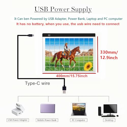 A3 LED Light Pad for Diamond Art, Sketching, Painting - Adjustable Brightness, Sketching, Tracing - USB Powered Complete Art Light Board Kit with Pad Stands and Clips - size: A3 Kit