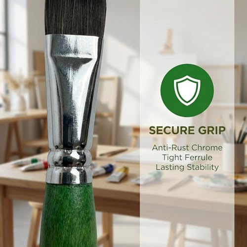 Short Handle Watercolor Brush Set,6-Piece Professional Paint Brushes for Detail Acrylic Painting,Synthetic Squirrel Travel Art Paintbrushes – Round,Dagger,Liner,Cat’s Tongue,Texture,Flat - color: Green