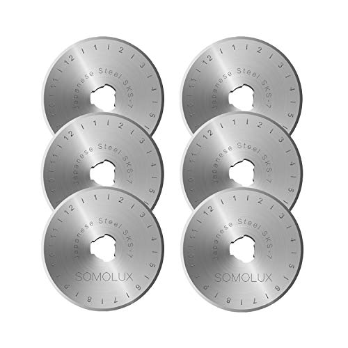 45mm Rotary Cutter Blades 6 Pack by SOMOLUX,Fits OLFA,Fiskars,DAFA,Dremel,Truecut Replacement, Quilting Scrapbooking Sewing Arts Crafts,Sharp and Durable - color: 6pcs 45mm for Olfa