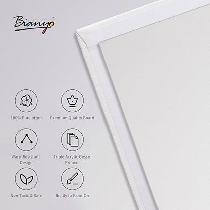 Bianyo 5x7 Inch Canvas Panels for Painting – 12 Pack, 100% Cotton, Triple Primed & Acid-Free, Art Boards for Acrylic & Oil Paints, Perfect for Artists, Kids & Beginners