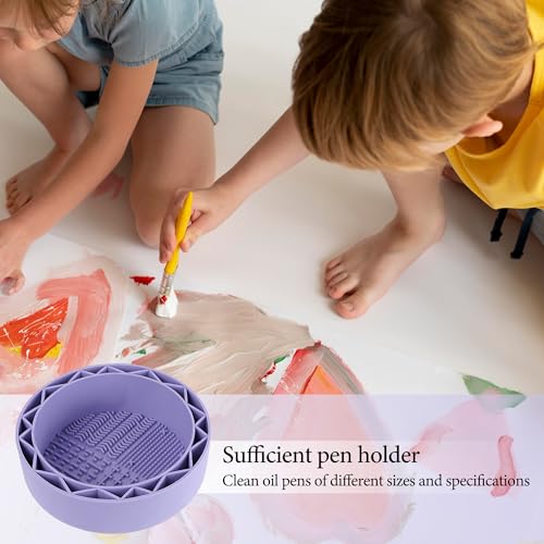 Pen Brush Washer, Watercolor Brush Cleaner, Silicone Brush Bowl Clean, Brush Holder Cleaner, Watercolor Painting Water Cup for Acrylic Oil Painti (1Pcs Purple) - color: Purple