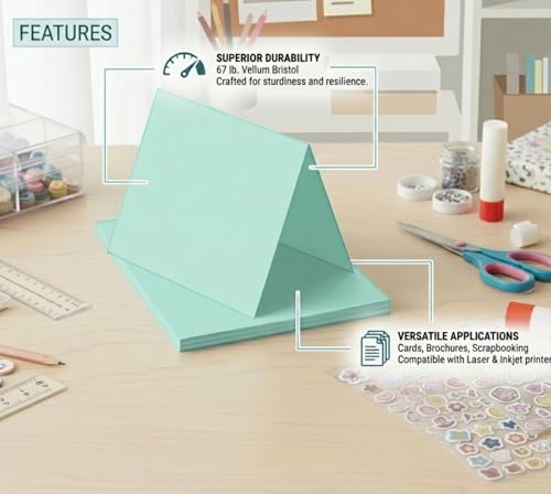 Vellum Bristol Cover 67 Pound, Smooth Finish, 250 Sheets Pack. – Premium Heavyweight Cardstock for Crafting, Printing, and Professional Projects, Acid-Free. (1, Green, 8.5"x11") - color: Green, size: 8.5"x11"