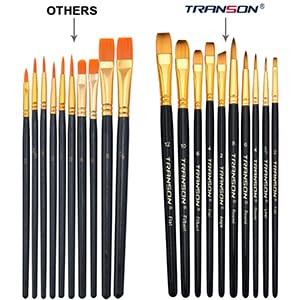 Transon 20pcs Artist Painting Brush Set for Acrylic Watercolor Gouache Hobby Craft Face Rock Painting Black and Red - color: Black and Hot Pink