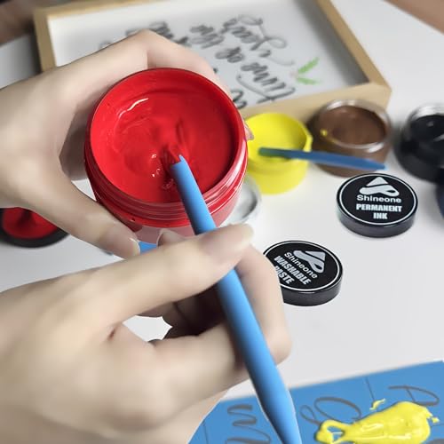 Shineone, Chalk Ink, Fabric Ink, Screen Printing Ink Set, 6 Colors, 3OZ | Paint ink Permanent ink with 3pcs Squeegees, 6-Colors, 3OZ for Fabric, Paper and Cardboard.