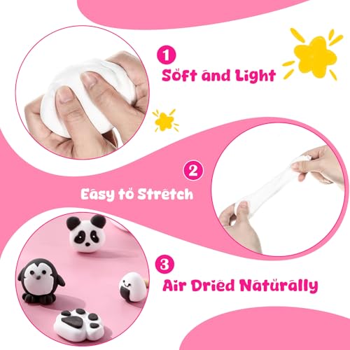 WinnerWhy 72 Pcs 38oz Air Dry Modeling Clay Ultra Light Modeling Clay for Kids DIY for Sculpting Air Dry School Gift (White, Black) - color: White, Black