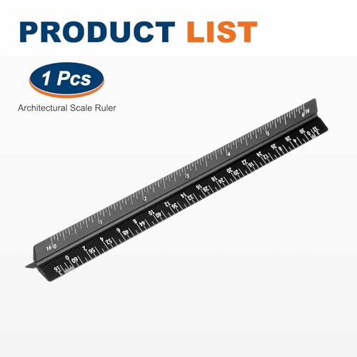 HARFINGTON Architectural Scale Ruler, 7 Inch Standard Aluminum Alloy Architect Triangular Small Scale Laser-Etched Blueprint Drafting Ruler for Architects Engineers, Black - color: Black, size: 7 Inch