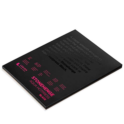 Stonehenge Aqua Black Medium Weight Pad, 140lb, Hotpress, 8 x 10 Inches, 15 Sheets for Wet and Dry Media - size: 8x10