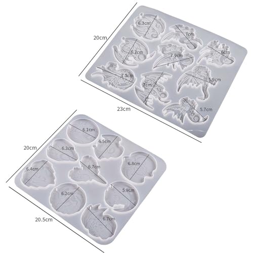 Attuslla 2 Pack Dragon Pendant and Earring Mold - Soap Making and Candle Making Molds for Home Decor - color: Style H
