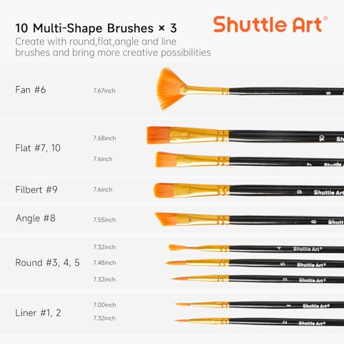Shuttle Art 87 Pack Acrylic Painting Kit, Paint Kit with 3 Packs 15-Color Acrylic Paint, 3 Wooden Easels, Canvas, Brushes & Palettes, Art Painting Supplies for Adults, Kids & Beginners - size: 87 Pack