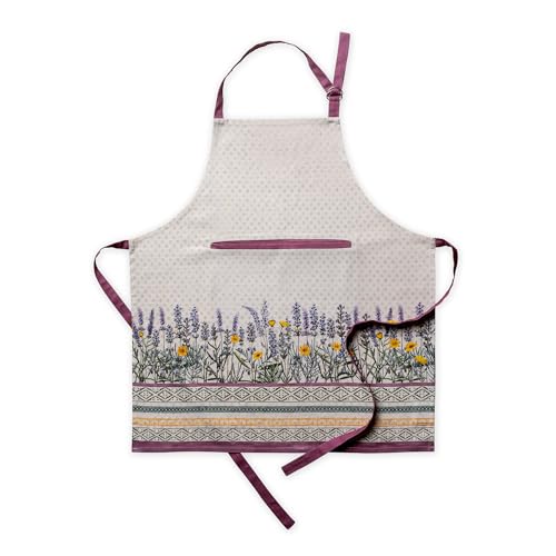 Maison d' Hermine Aprons for women with Pocket 100% Cotton (27.50"x31.50") | Adjustable Neck Strap & long ties Apron Men Chef Wedding Cooking Gardening Server Maid - color: 012 - Fanny Lavender