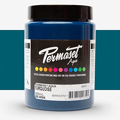 Permaset Aqua Standard 300ml Turquoise - Screen Printing Ink for Fabric - Ideal Screen Printing Kit for Home Office, Starter Kit, Fabric Paint, Screen Printer and other Fabric Ink