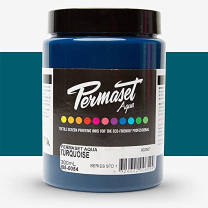 Permaset Aqua Standard 300ml Turquoise - Screen Printing Ink for Fabric - Ideal Screen Printing Kit for Home Office, Starter Kit, Fabric Paint, Screen Printer and other Fabric Ink