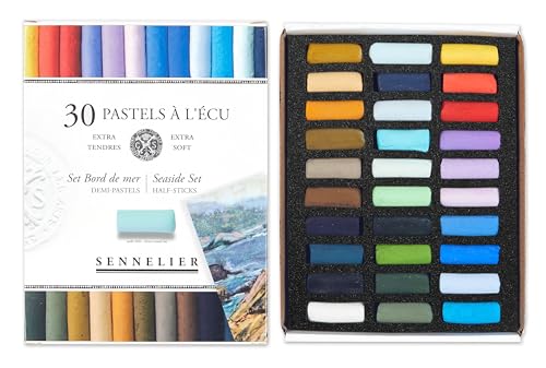 SENNELIER Extra-Soft French Half Pastel Seaside Professional Artist Box Set, 30-Colors